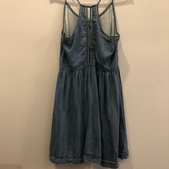 Superdry Spaghetti Strap Denim Dress w Lace Detail size L - Picture 3 of 9